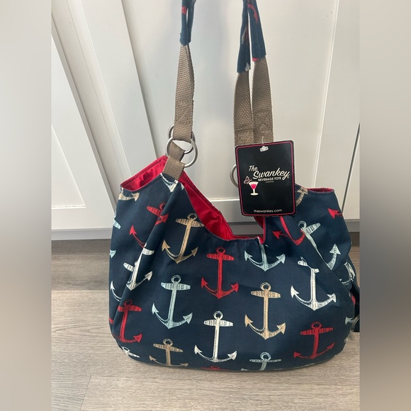 swankey Handbags - The Swankey Beverage Tote bag - Navy anchor style - Island Persuit - NWT